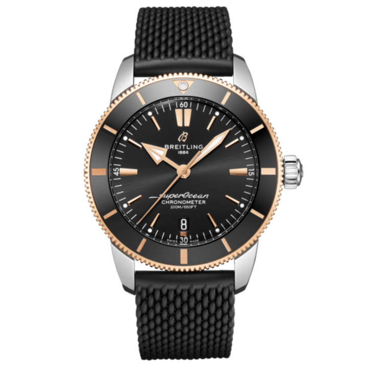 Superocean heritage B20 Automatic 44 Black Rubber Bracelet | Black Dial