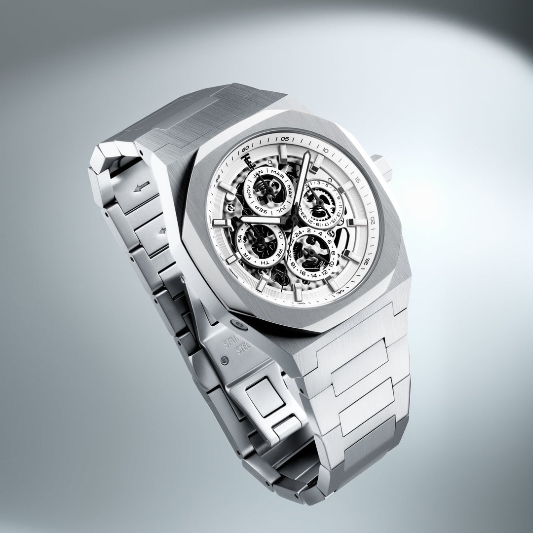 Discovery Drake Triple Calendar Skeleton Automatic White / Stainless Steel | Whi