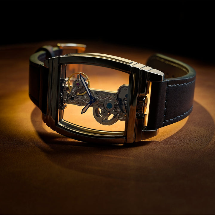 Discovery Wolver Bridge Mechanical Blue / Genuine Leather | Transparent Dial