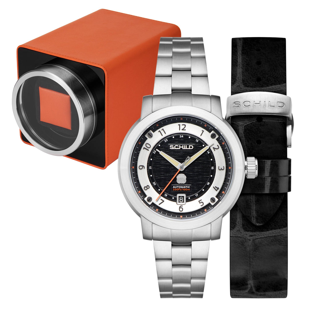 Heinrich Swiss Automatic Limited Edition Watch Winder Set Black & White / Stainl