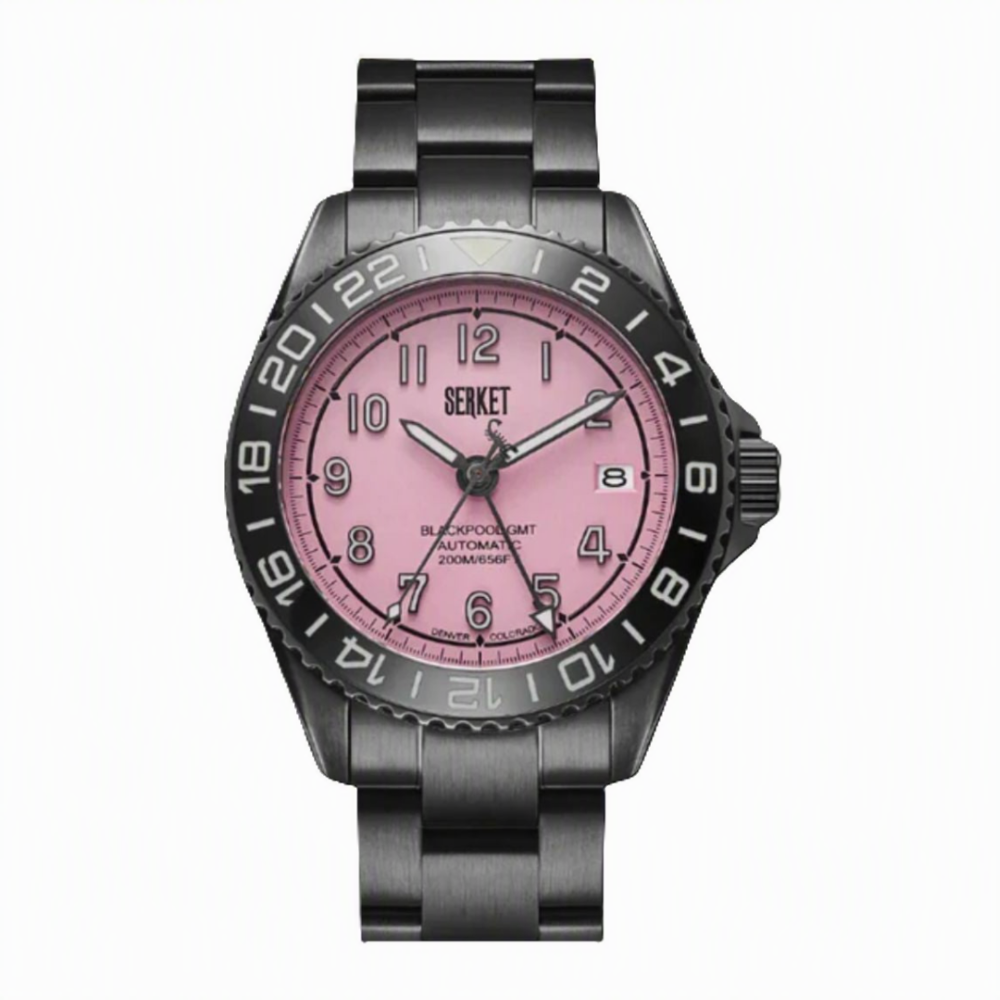 Blackpool GMT Cotton Candy Black DLC 40mm Pink Dial