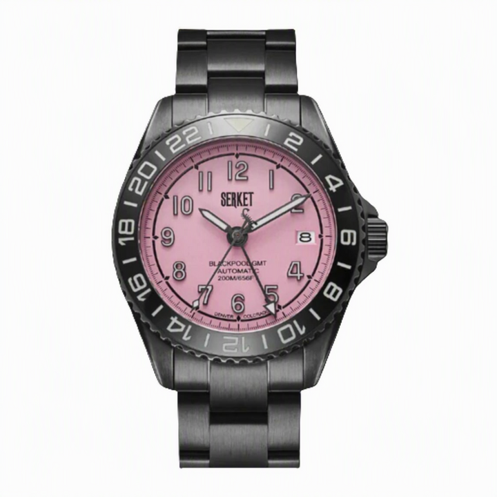 Blackpool GMT Cotton Candy Black DLC 40mm Pink Dial