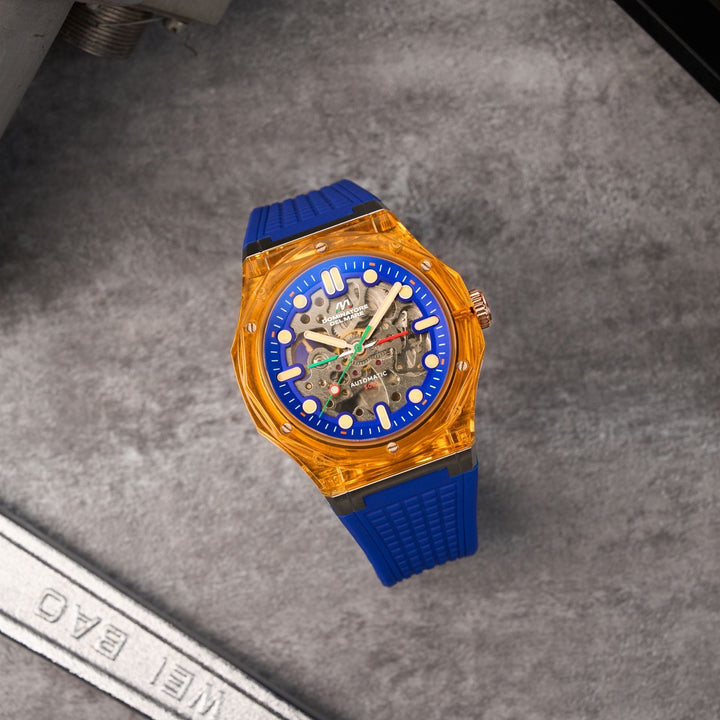 Ravello Automatic Orange & Blue / Silicone | Blue Dial
