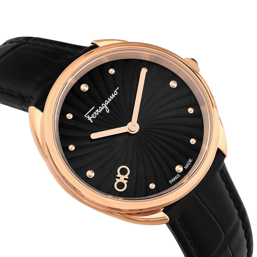 Cuir 34mm / Black / Black | Black Dial