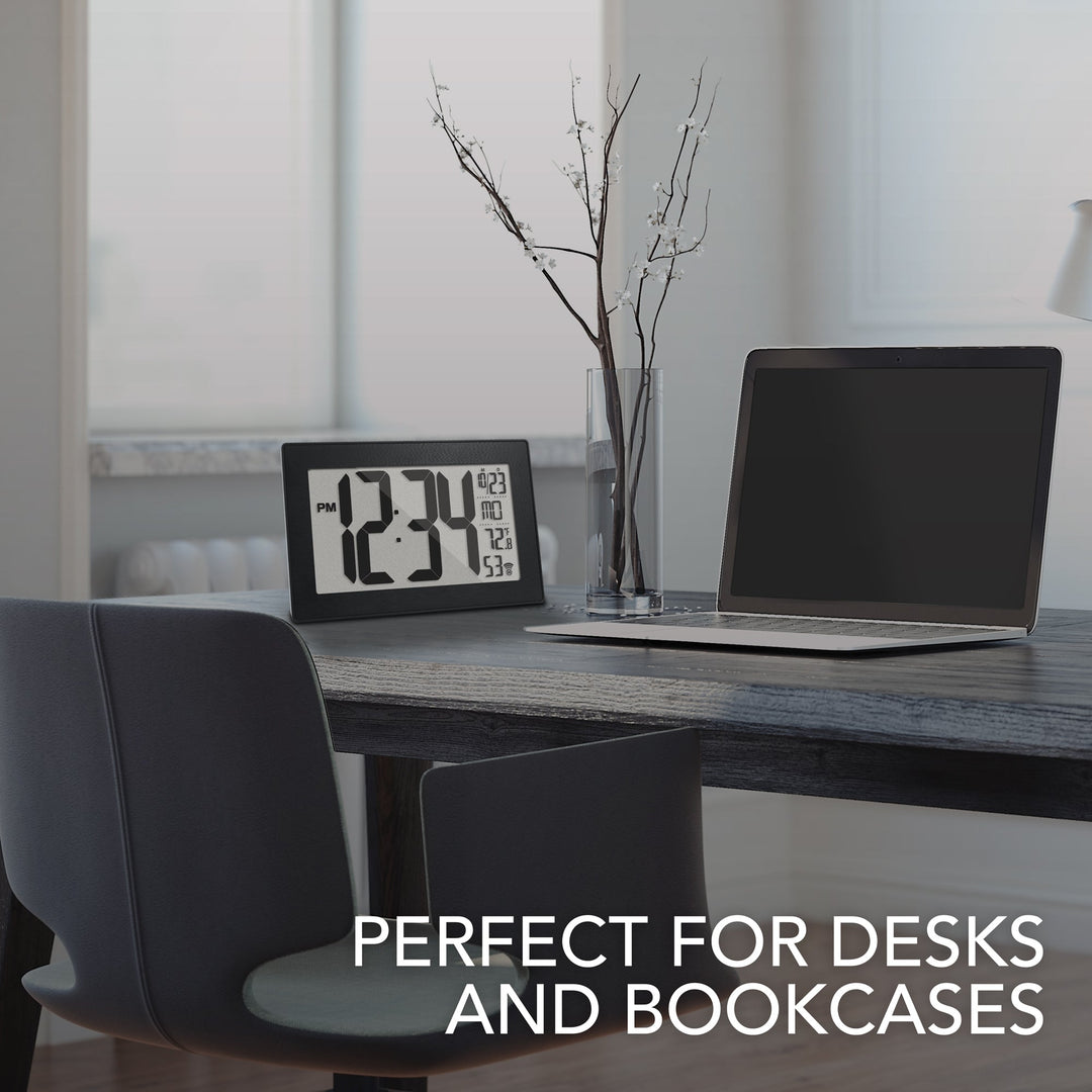 Self-Setting, Self-Adjusting, Wall Clock w/ Stand & 8 Time Zones atomic-self-set