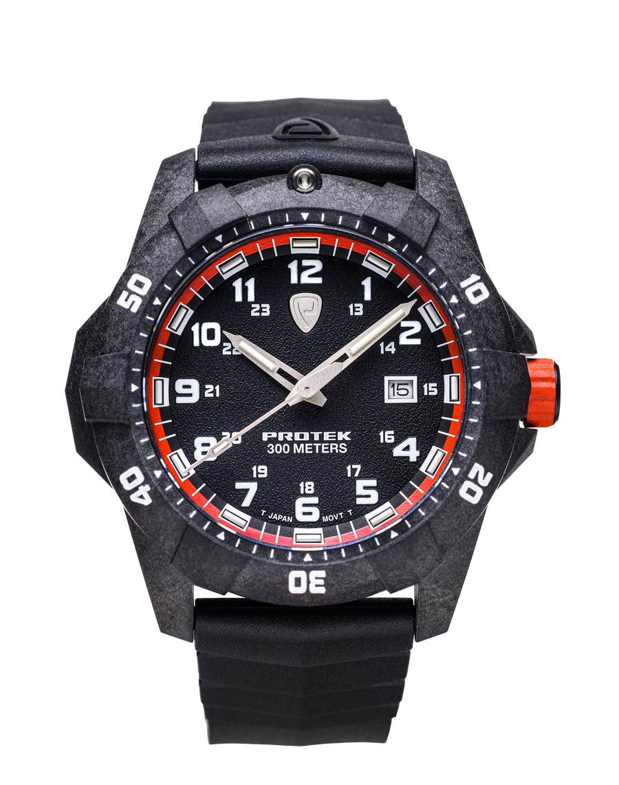 Carbon Dive CARBON CASE/BLACK&ORANGE DIAL/BLACK STRAP | Black Dial