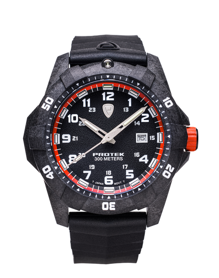 Carbon Dive CARBON CASE/BLACK&ORANGE DIAL/BLACK STRAP | Black Dial