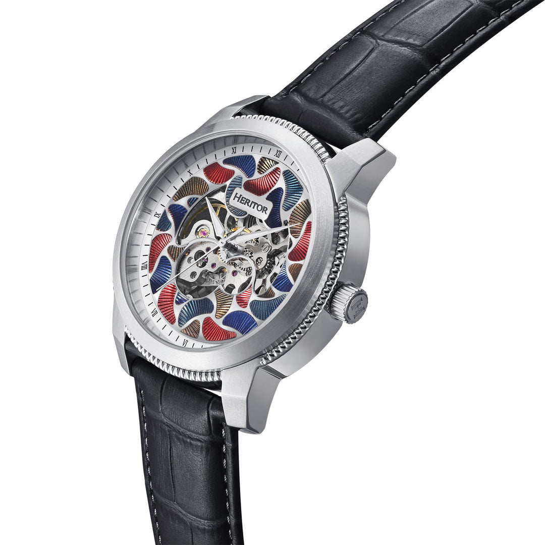Emmanuel Semi Skeleton Custom Dial Black/Silver MULTICOLOR Dial