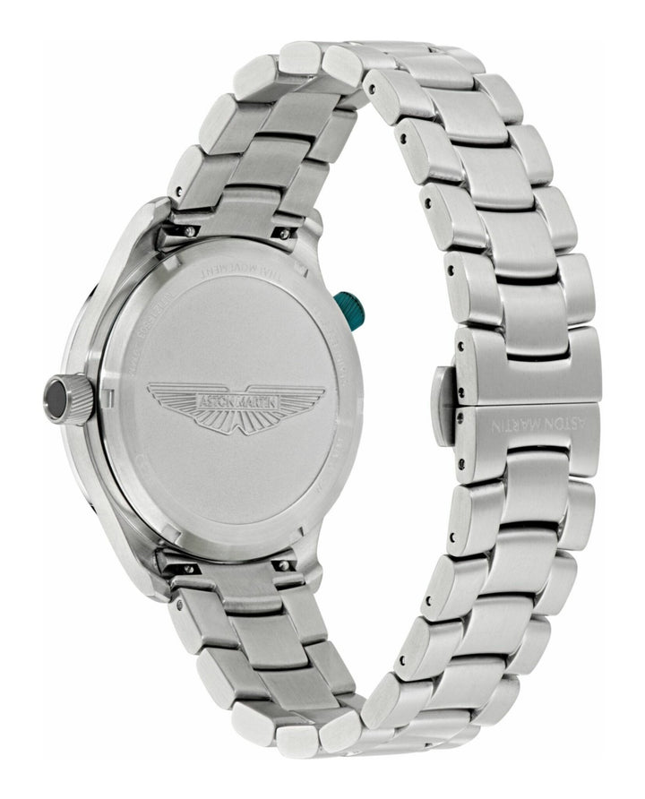 GRZ Stainless Steel/Green Silicone Interchangable Strap Black Dial