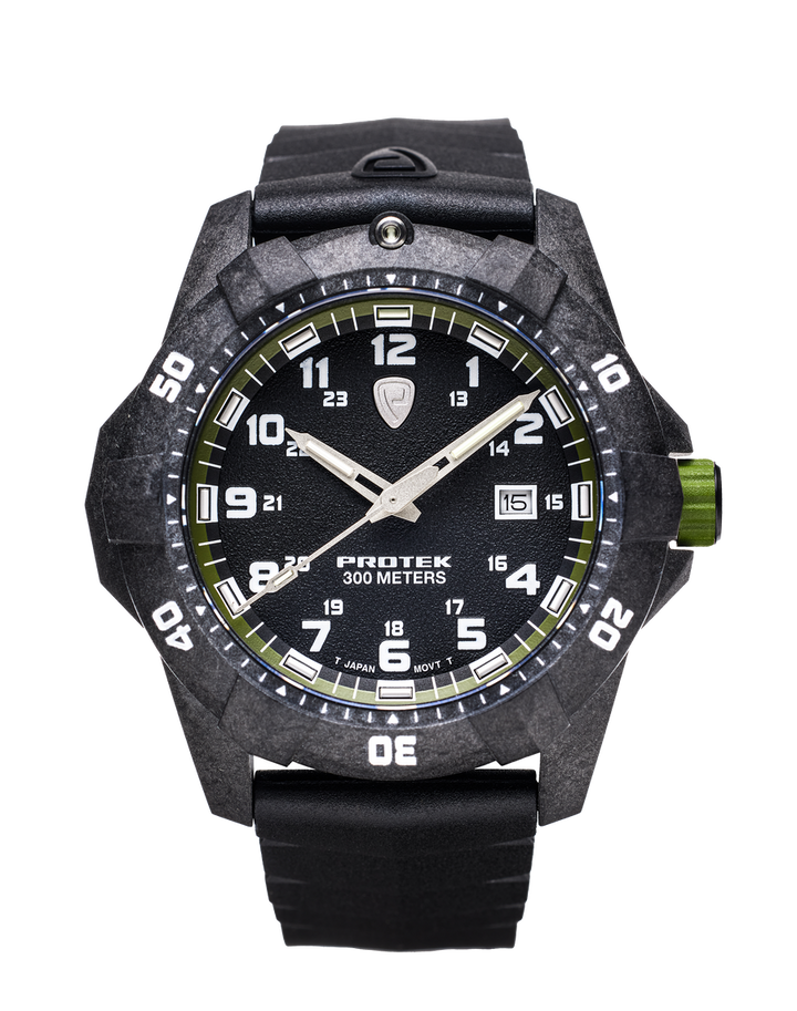 Carbon Dive CARBON CASE/BLACK&GREEN DIAL/BLACK STRAP | Black Dial