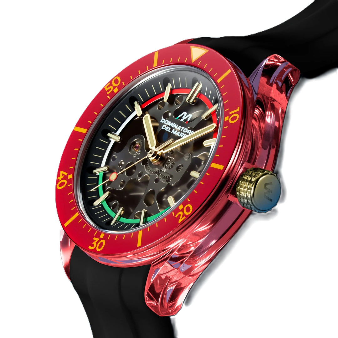 Ortona Fiery Glow / Black Silicone Strap Blue Dial