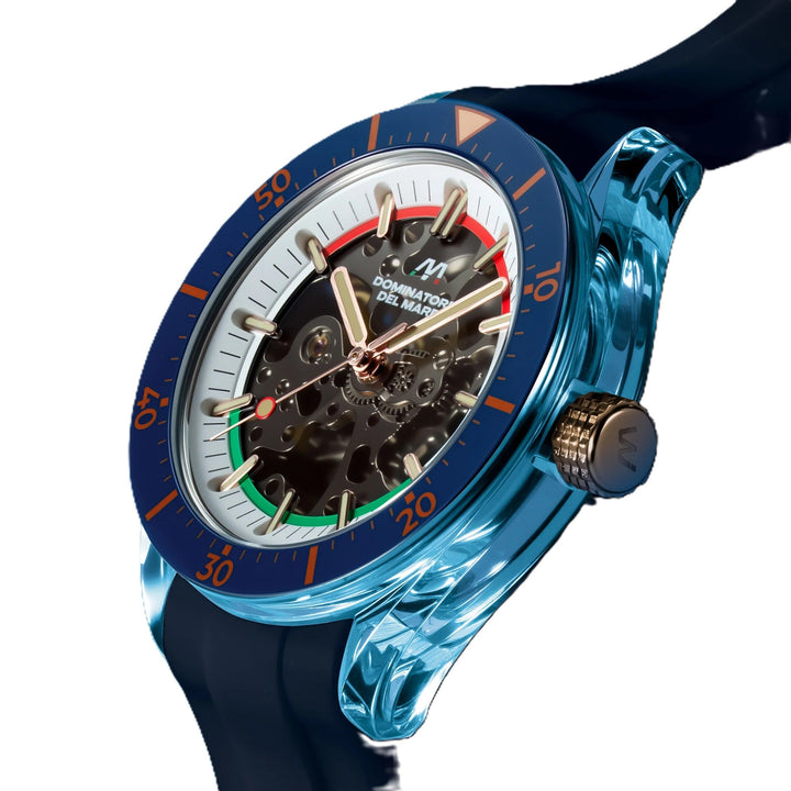 Ortona Electric Blue / Blue Silicone Strap White Dial