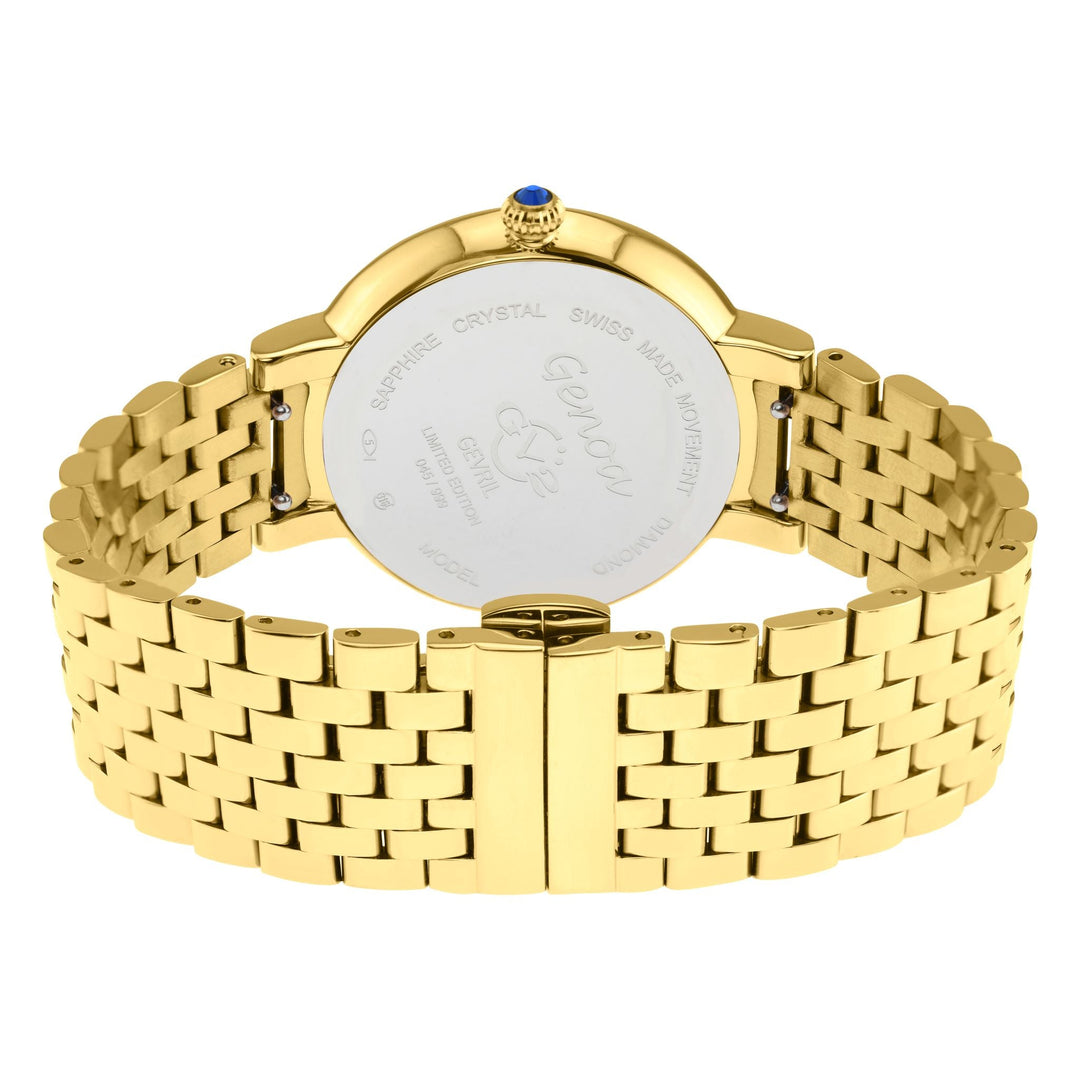 Genoa GV2 Women's Diamond Swiss Quartz Watch, White MOP dial, Diamond Cut Bezel,