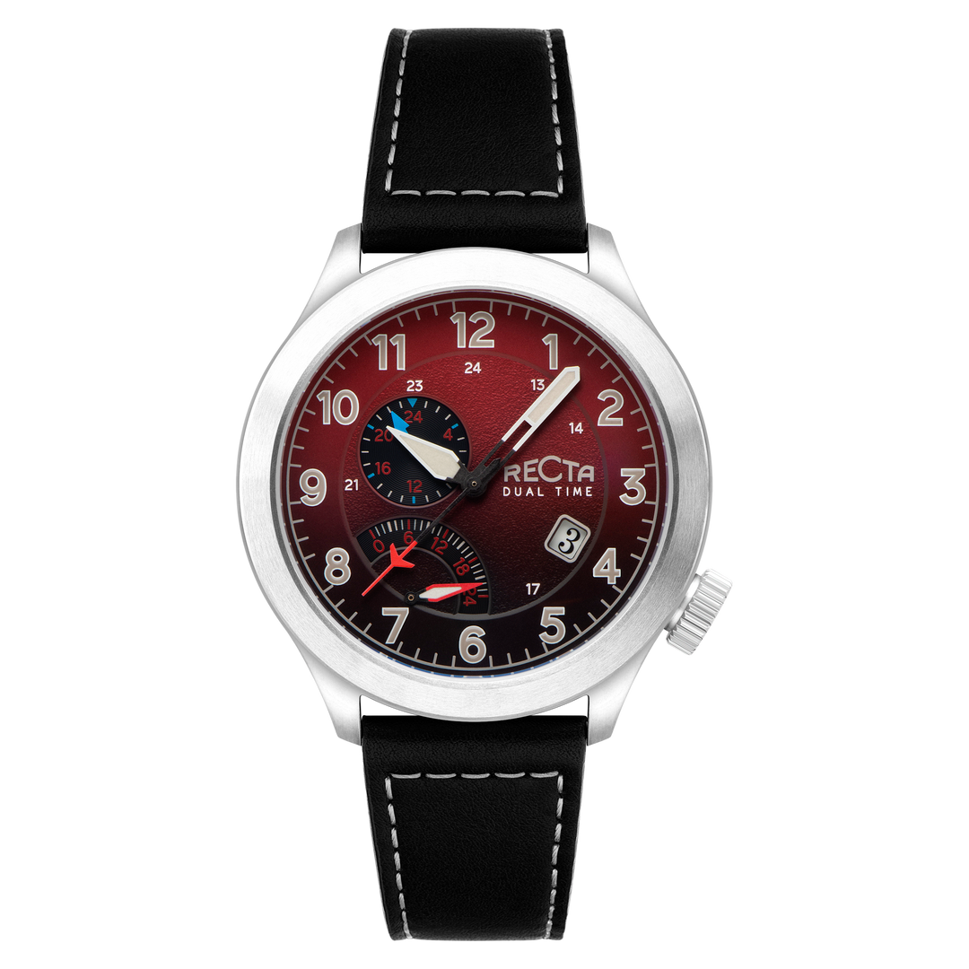 Altitude Japan Quartz Red / Leather | Notched Caseback Dial