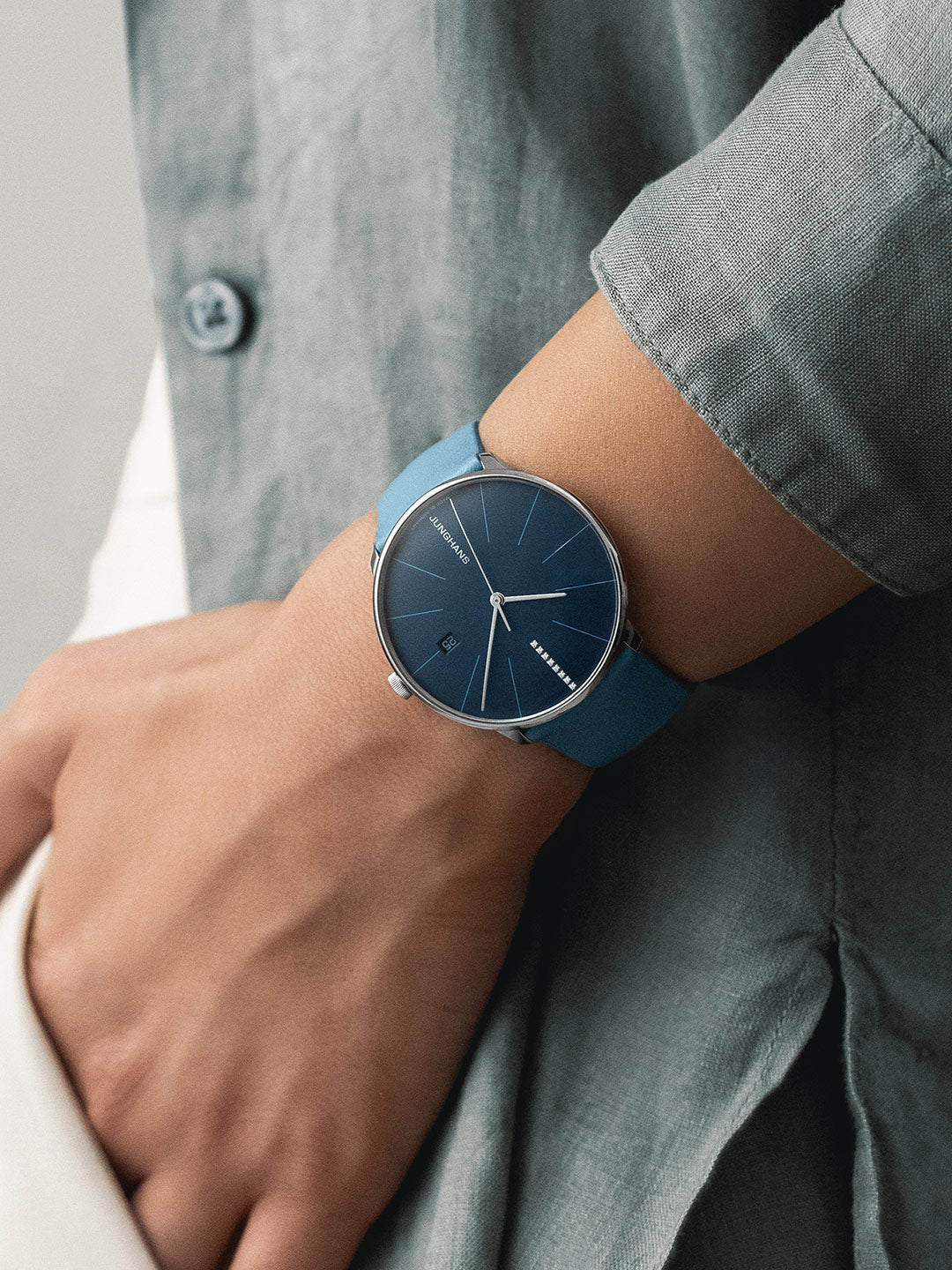 Meister Fein Automatic Arctic Blue Dial / Arctic Blue Leather Strap
