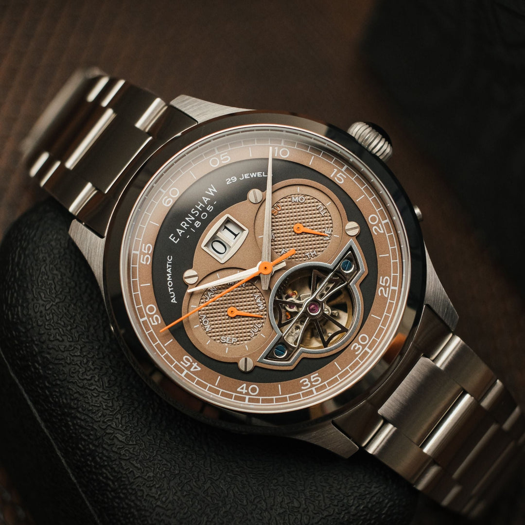Baron Grand Date Calendar Open Heart Automatic Black / Steel Stainless Steel | B