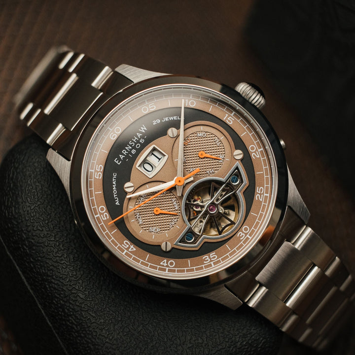 Baron Grand Date Calendar Open Heart Automatic Black / Steel Stainless Steel | B