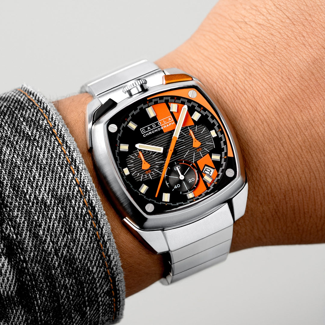 Taurus Chronograph Black & Orange / Stainless Steel | Black Dial