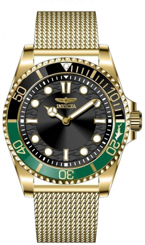 Pro Diver Men Black Dial / Gold-Tone Stainless Steel Mesh Bracelet Black Dial