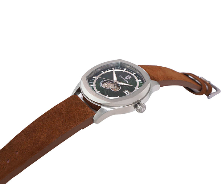 AEQUILUX SILVER TONE-GREEN/BROWN | Green Dial