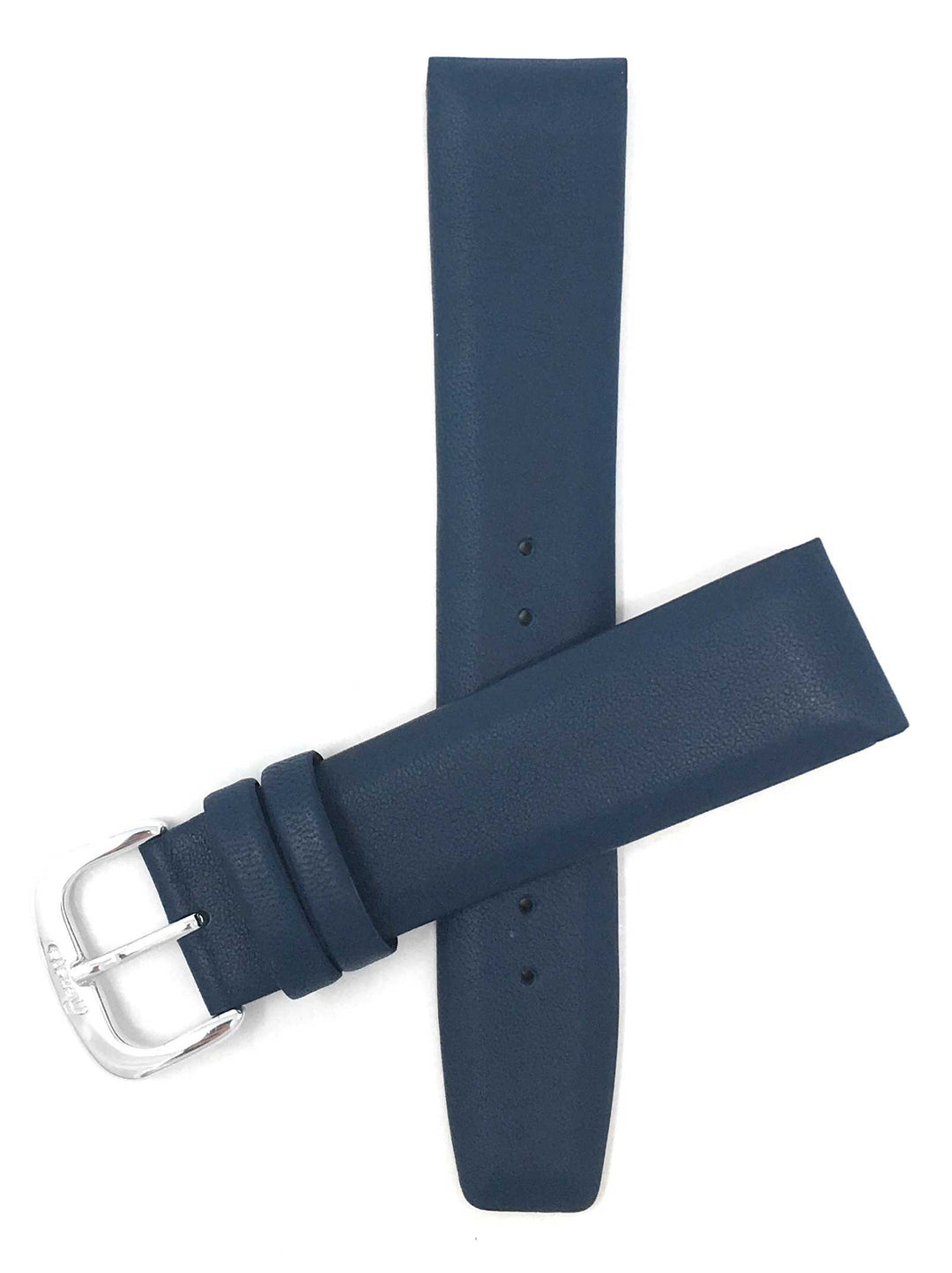 415 | 20mm Blue Leather Watch Band - Classic - Padded 20mm / Blue / Silver Buckl