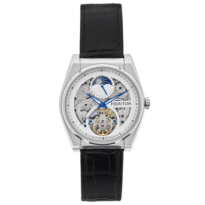 Daxton Semi Skeleton Black/White | White Dial