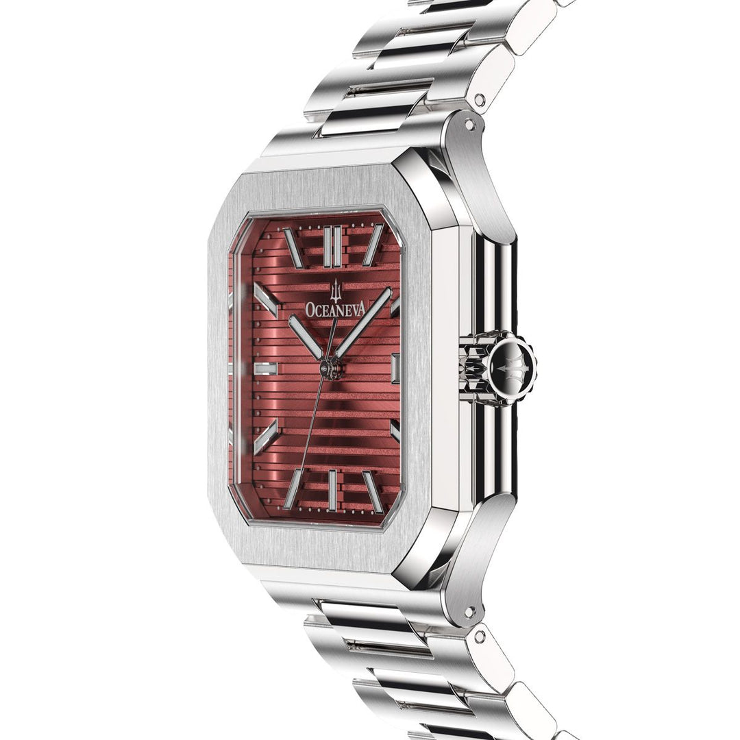 Tenuis Ultra-Thin Automatic Watch – Burgundy/Silver