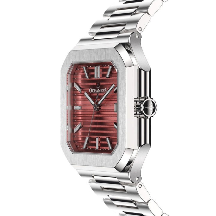 Tenuis Ultra-Thin Automatic Watch – Burgundy/Silver