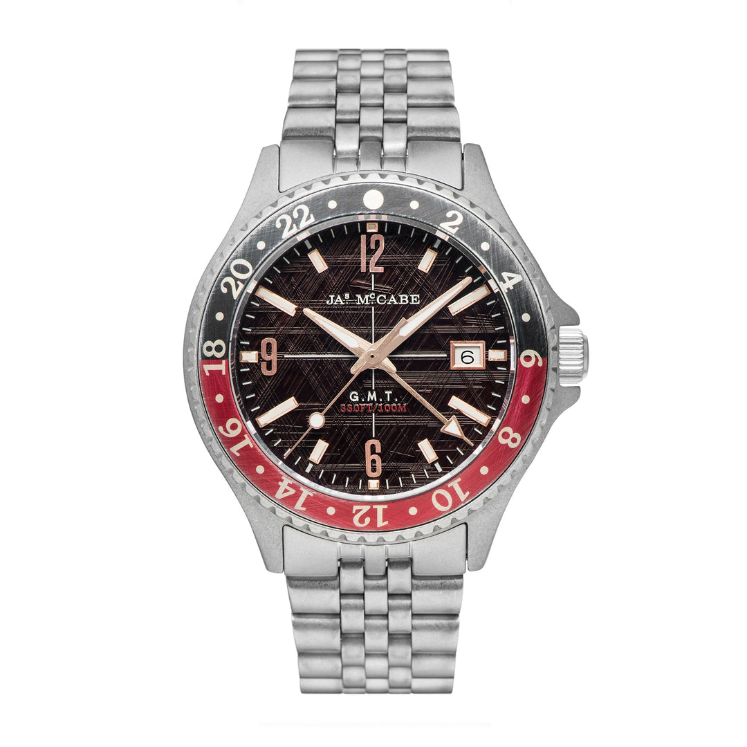 Baja GMT Red & Black / Stainless Steel | Brown Dial