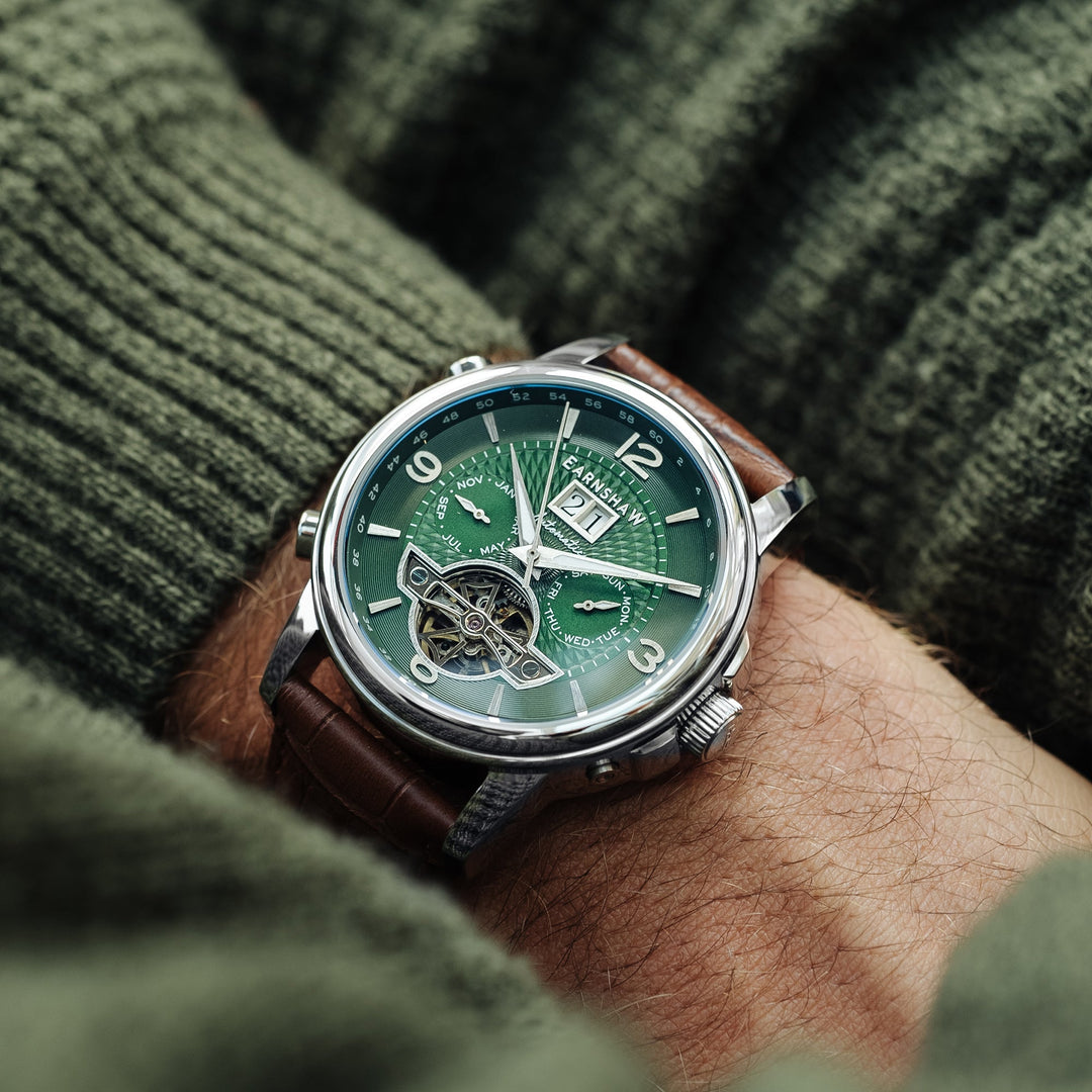 City Of London Marylebone Grand Date Calendar Open Heart Automatic Green / Genui