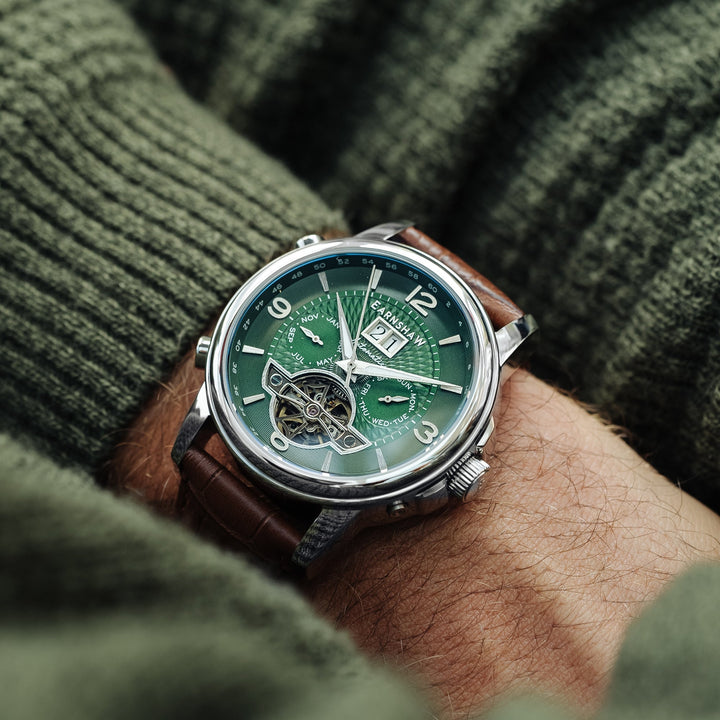 City Of London Marylebone Grand Date Calendar Open Heart Automatic Green / Genui