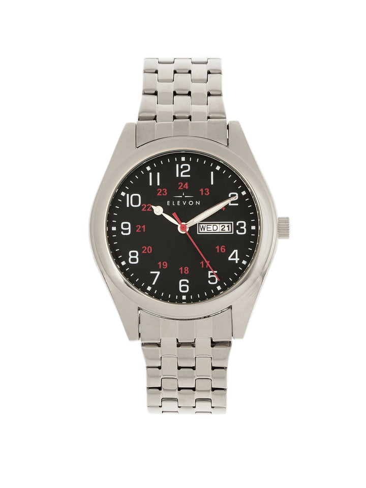 Gann Bracelet Watch with Day/Date Silver/Black | Black Dial
