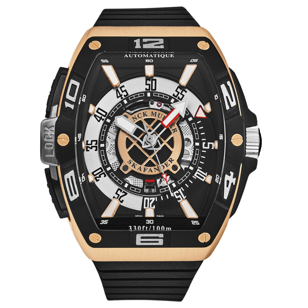 SkaFander 46SCSKFBLKBKGD2 / Black, Openworked | Black Dial