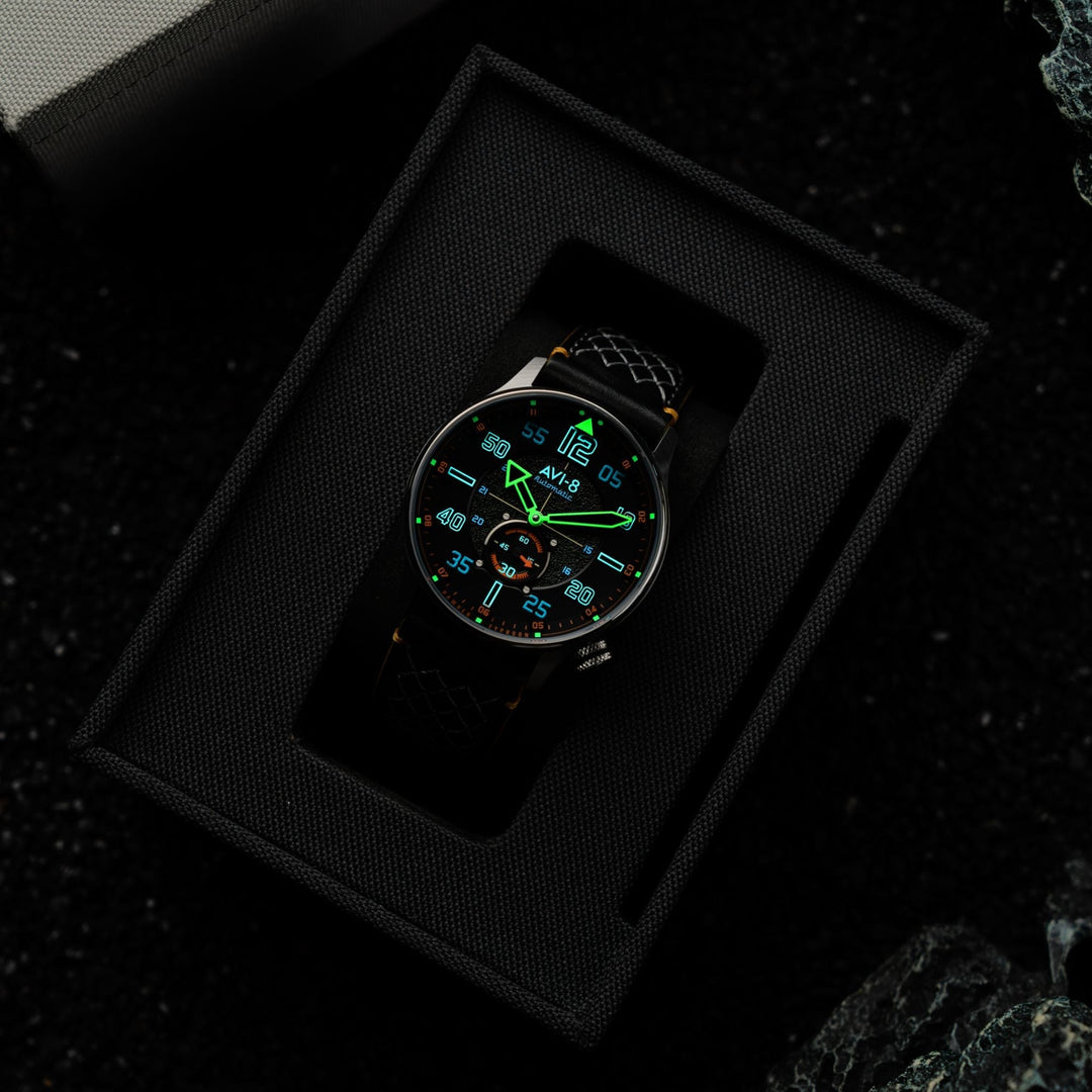 Hawker Typhoon Baldwin Automatic Black / Black Leather | Black Dial