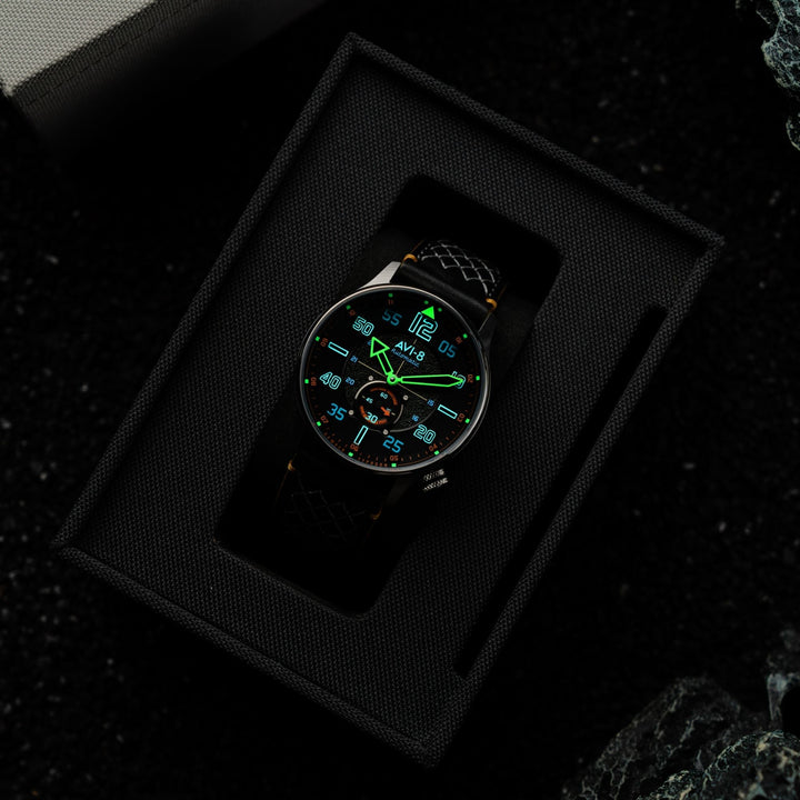 Hawker Typhoon Baldwin Automatic Black / Black Leather | Black Dial