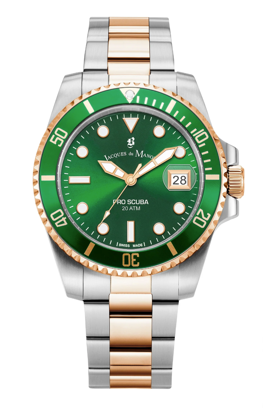 Pro Scuba 43mm Green dial, bicolor rose-stainless steel bracelet, unidirectional