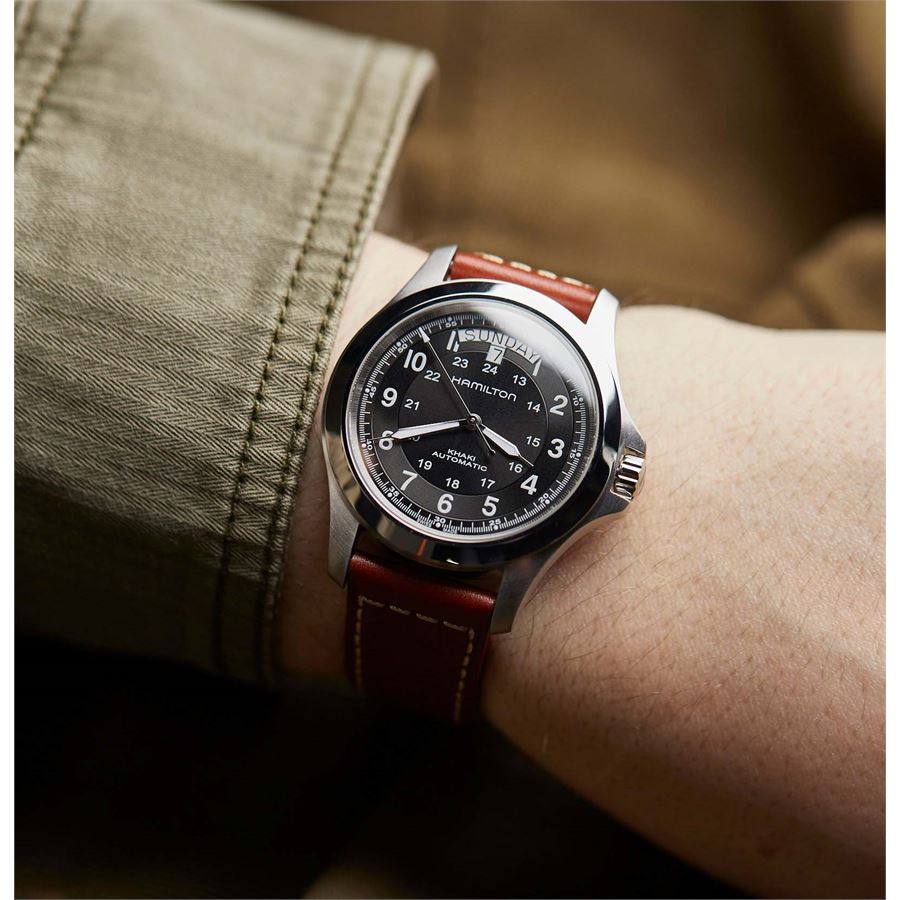 KHAKI FIELD Black / Leather Black Dial