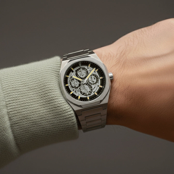Discovery Drake Triple Calendar Skeleton Automatic Black / Stainless Steel | Bla