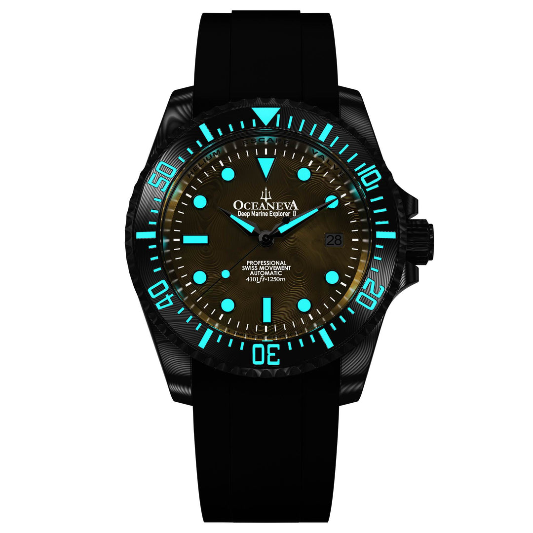 Deep Marine Explorer II Damascus Grey Bezel| Gold Dial