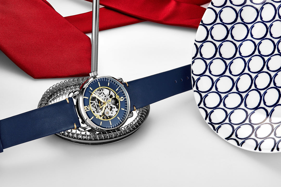 Legacy Blue/Blue/Gold Leather | Skeleton Dial