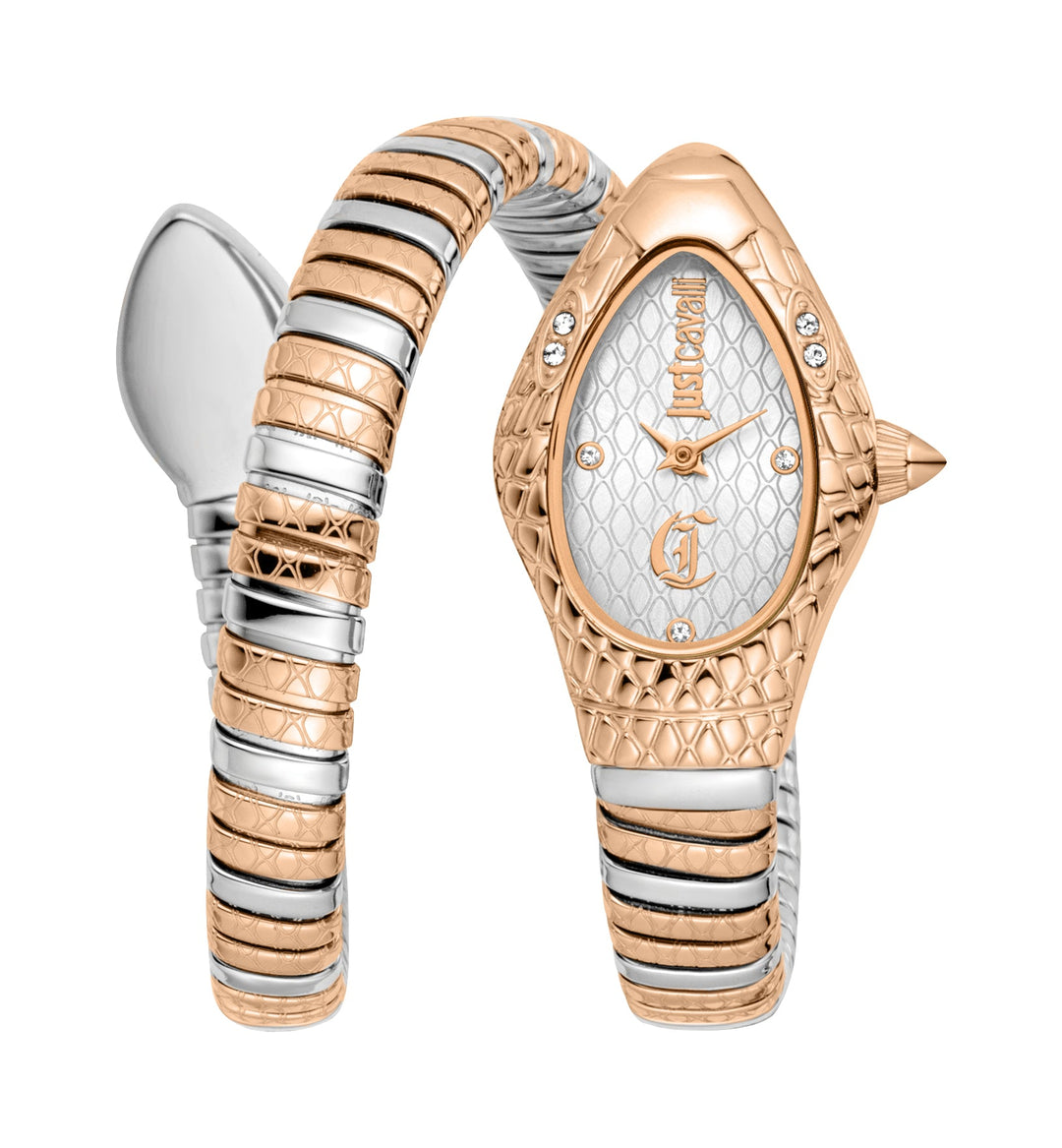 Just Cavalli 20mm / Silver and Rose Gold / Short | Silver Dial