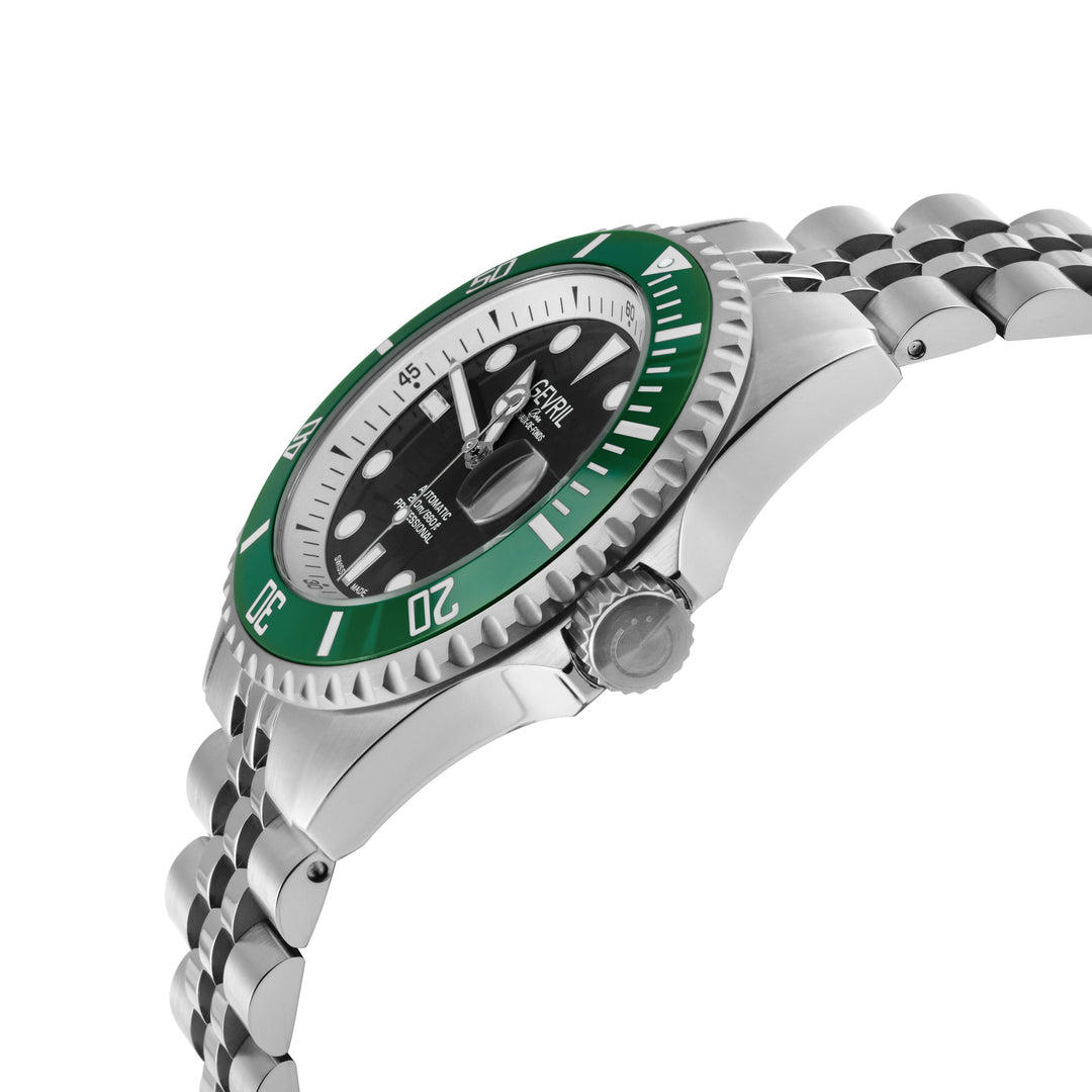 Wall Street Gevril Swiss Made SW200-1 Steel Rotating Green Ceramic Bezel , 316L 