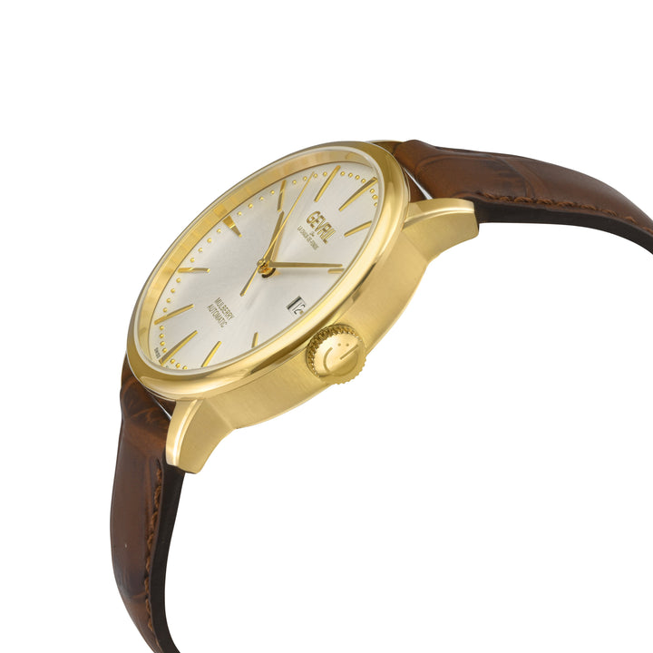 Mulberry Gevril Men's Mulberry SS Case, IPRG Bezel, White Dial with embossed tex