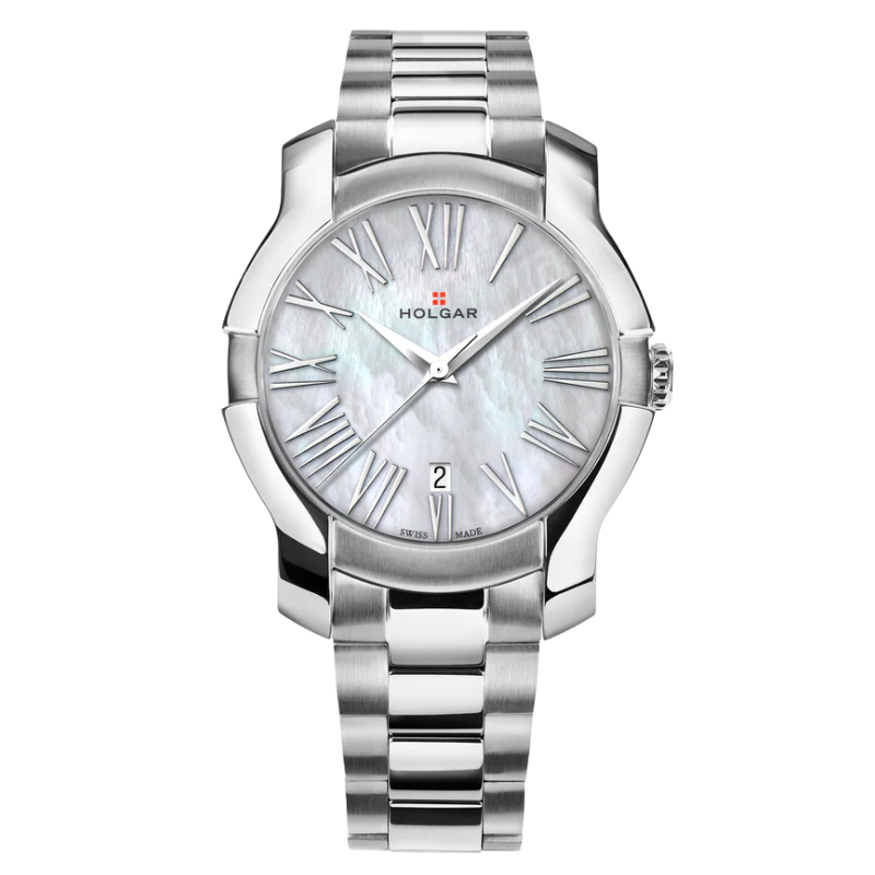 Women's White Mother of Pearl Dial, Stainless Steel Case and Bracelet | Pink Dia