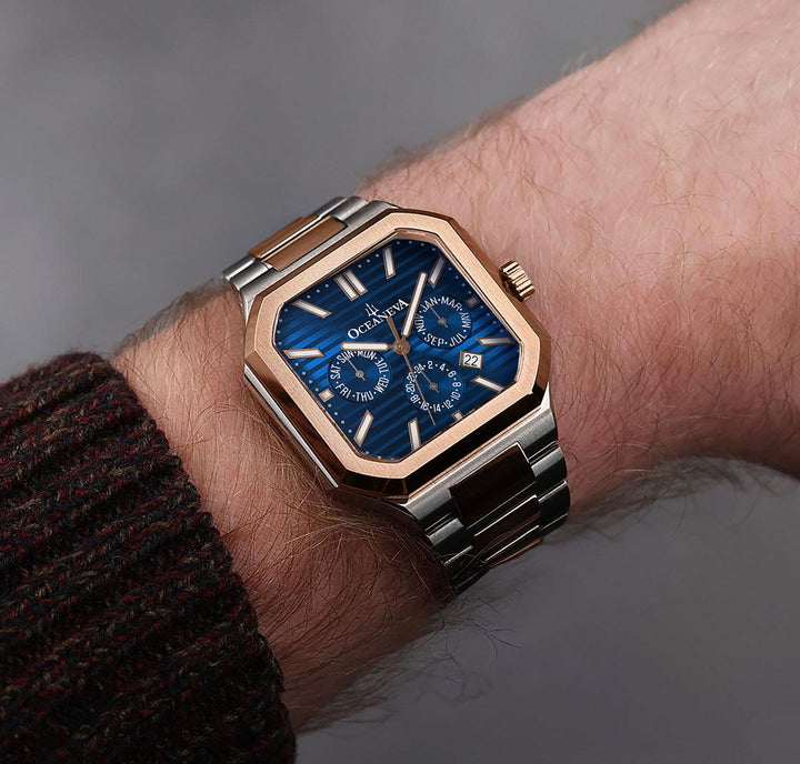 Oceaneva Tenuis Automatic CalendarThin Watch Blue/Rose Gold Blue/Silver/Rose Gol