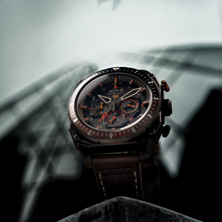 ATLAS DUAL TIME CHRONOGRAPH BLACK / LEATHER | Black Dial