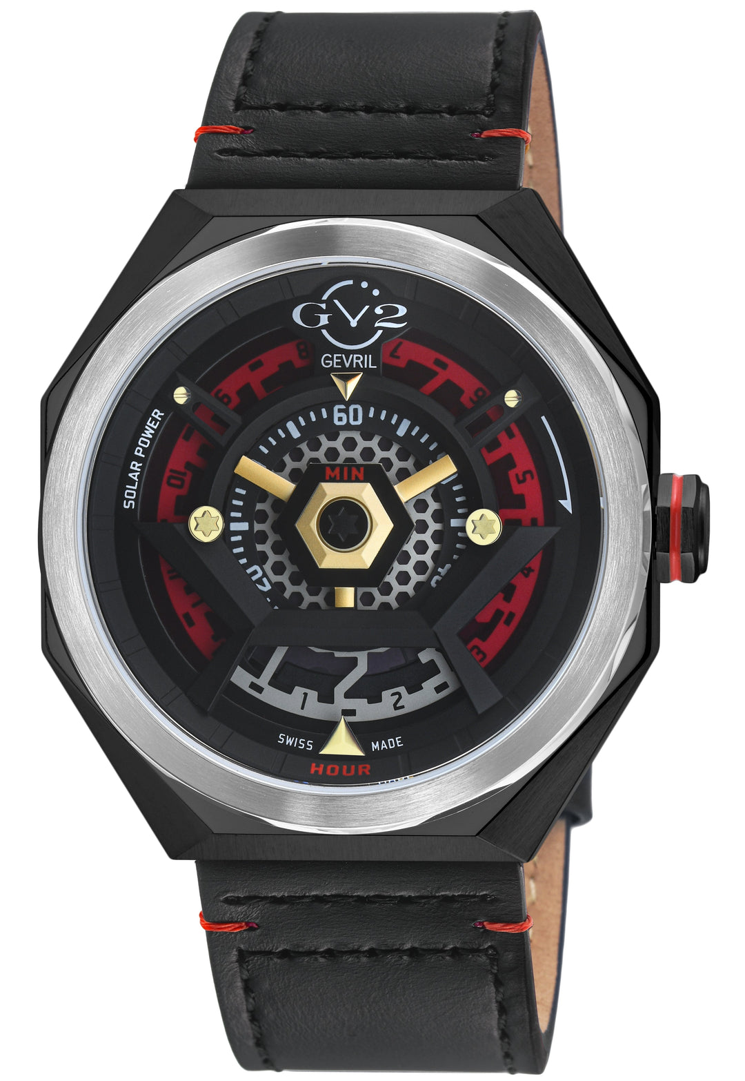 Stella Solare Swiss Ronda 212 Solar Quartz, 5 jewels, ultra-thin, Black/Red subt
