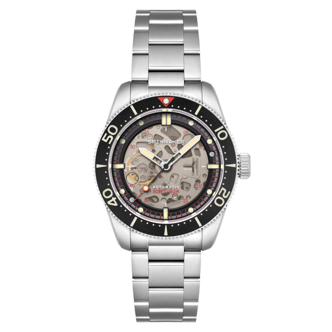 Croft 42 Skeleton Automatic Black & Red / Stainless Steel | Black Dial