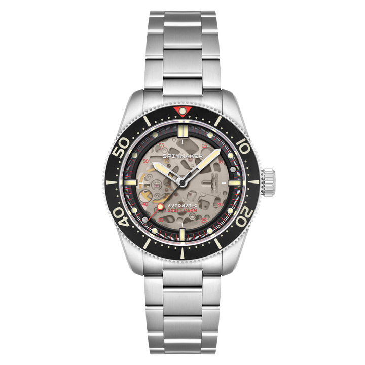 Croft 42 Skeleton Automatic Black & Red / Stainless Steel | Black Dial