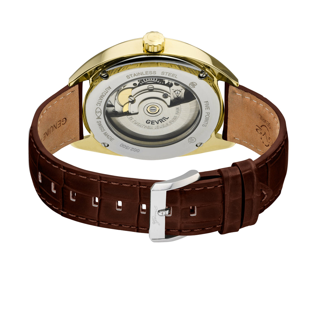 Five Points Swiss Made SW200 Silver dial Brown band YG | Silver Dial